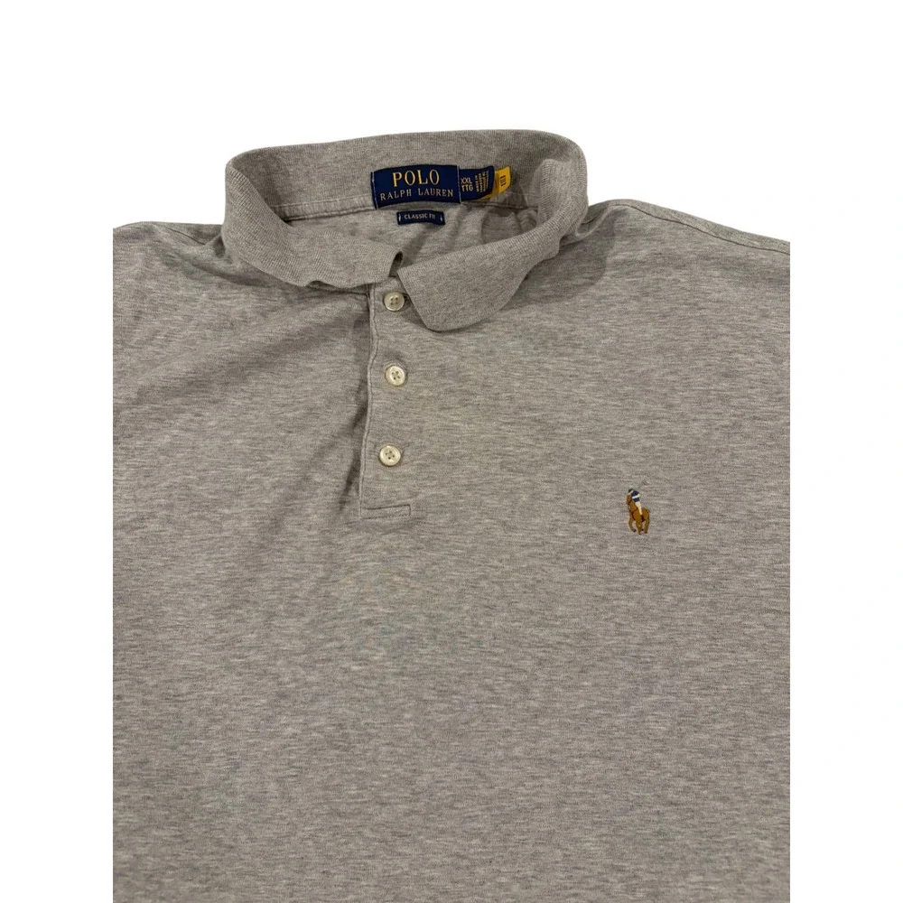 Polo Ralph Lauren Mens XXL Classic Fit Heather Gray Cotton Polo Shirt
